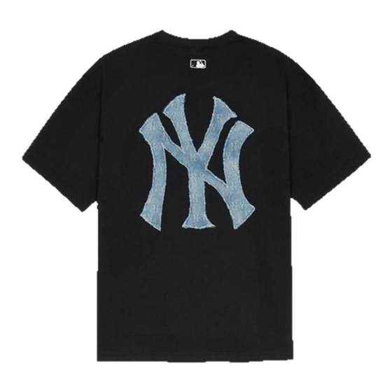 
MLB 26 spring official authentic same style couple imitation denim presbyopia men's cool short-sleeved women's loose T-shirt TSM05