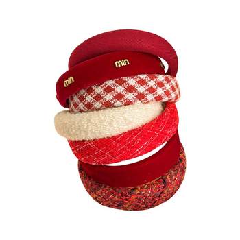 New Year's red small fragrant hairband high on the skull