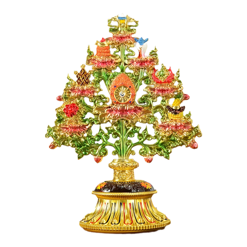 銅製 八宝吉祥樹 吉祥八宝招き樹 法器 装飾品 工芸品