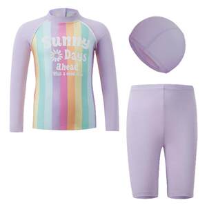 Admiration children girls long-sleeved five-pants swimsuit set/one-piece swimsuit sun protection 50+ chlorine resistant hot spring swimming