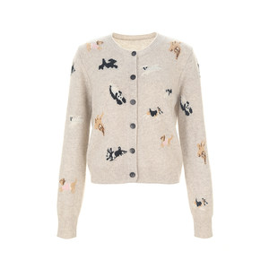 
[Same style as stars] wana try 100% sheep wool age-reducing puppy jacquard round neck sweater autumn and winter top