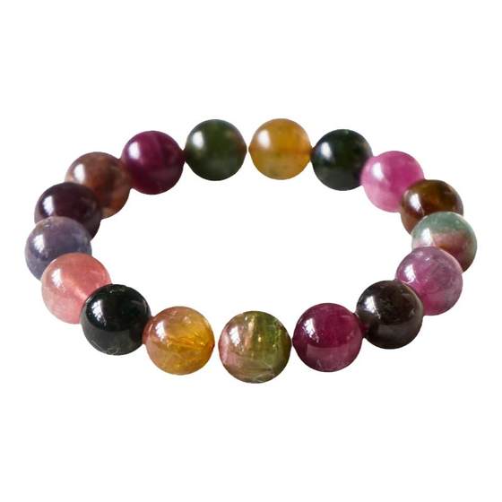 PLSTONE Princes Natural 5A Brazilian Old Mineral Ice Rainbow Rainbow Tourmaline Bracelet Female Gifts
