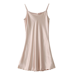 
Summer ice silk suspender pajamas women's nightgown with chest pad high-end feeling 2025 new cool summer home clothes