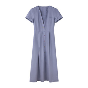 
solighter French Lyocell fake two-piece shirt dress summer 2026 new short-sleeved waist long skirt