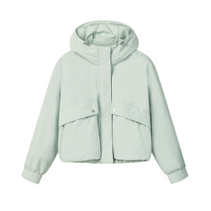 FILA official women's cotton jacket 2026 spring new fashion casual loose warm bud hooded jacket