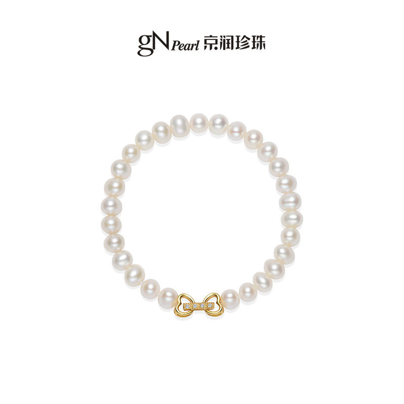 京润珍珠韵意 S925银淡水珍珠手链5-6mm白色近圆形精致感手链P