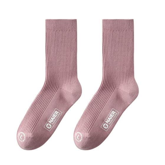
Nel socks for women with autumn and winter thick double needles antibacterial breathable black and white postpartum confinement middle tube cotton socks sweat-absorbing pile socks