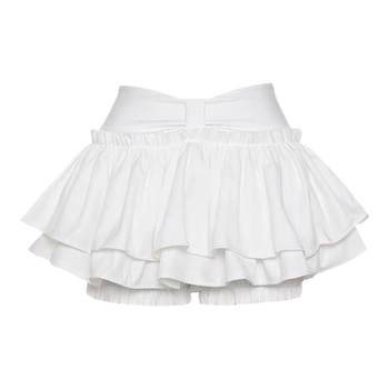 a-line stand-up collar white mist spot fluffy top pure desire