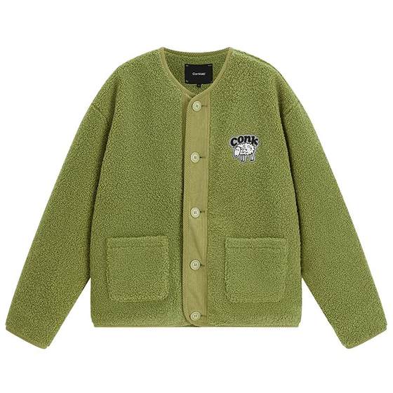 CONKLAB Cocoa Sheep Fleece Loose Jacket Men's Winter Trendy Brand Casual Warm Fleece Cotton Couple Shirt