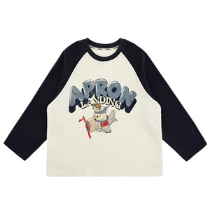 
oddtails children's long-sleeved T-shirt color matching printed baby autumn bottoming shirt 2026 new boys spring and autumn style