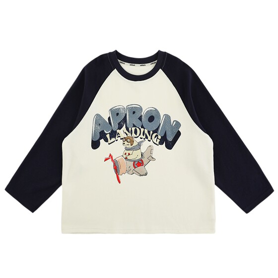 
oddtails children's long-sleeved T-shirt color matching printed baby autumn bottoming shirt 2026 new boys spring and autumn style