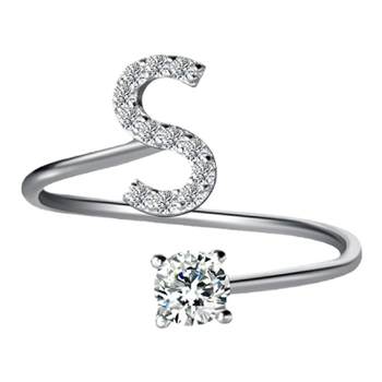 s925 sterling silver 26 English letter ring female index finger
