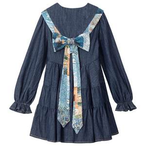 
KEIKO Design Jacquard Bow Ribbon Denim Dress 26 Spring Layered A-Line Puff Cake Skirt