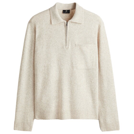 
HM men's knitted sweater spring half-zip sweater fashionable inner sweater bottoming shirt 1296595