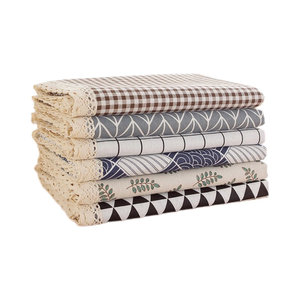 Cotton and linen tablecloth lace fabric Nordic ins style small fresh rectangular home dining table coffee table dormitory desk mat
