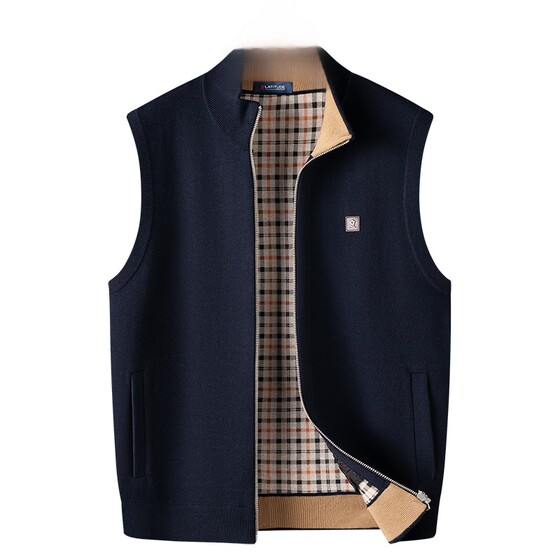 
[Sheep wool/plaid lining] Montagut autumn and winter men's knitted cardigan sleeveless sweater vest vest jacket J
