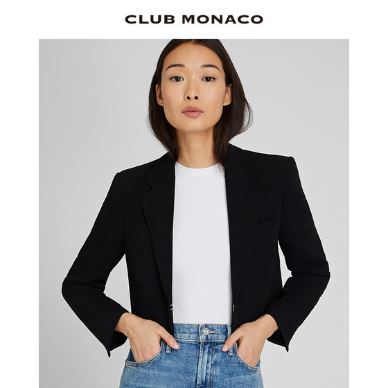 CLUB MONACO女装24夏新品醋酸立体剪裁职业上班西装短外套