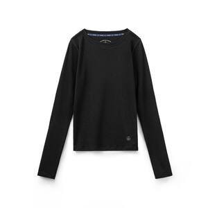 Madden black knitted heated bottoming shirt round neck warm and slim spring inner top thin long-sleeved T-shirt for women