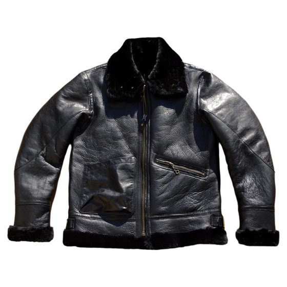 ECOTAN plant tannins environmentally friendly tanning original sheepskin fur integrated Italian version men's genuine leather leather jacket
