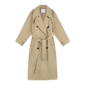 pusumede Paris Pictorial mid-length windbreaker jacket for women British style high-end lapel coat
