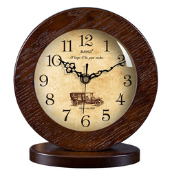 American Chinese Style Table Clock Living Room Office Solid Wood Table Clock Tv Cabinet Ornaments Simple Table Clock Bedside Wine Cabinet Sitting Clock