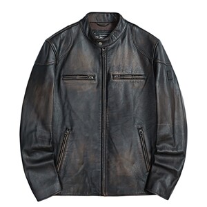 
MCS originated from Marlboro autumn new cowhide leather jacket American retro stand collar genuine leather jacket jacket for men