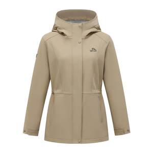 Boxi and outdoor soft shell coat women's windproof waterproof climbing clothes mid -length waist travel leisure sports trench coat