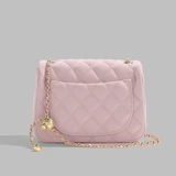 Розовая сумка через плечо, сумка на одно плечо с ромбовидным узором, цепь, подарок на день рождения, на цепочке