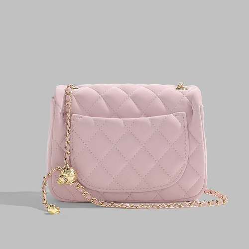 Розовая сумка через плечо, сумка на одно плечо, цепь, подарок на день рождения, на цепочке