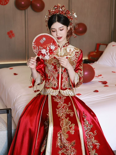 Традиционный свадебный наряд Сюхэ, вечернее платье, летнее свадебное платье, дракон и феникс