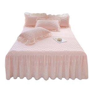 
Category A cotton lace quilted bed skirt three-piece set single sheet Korean style princess style mattress protection bed cover