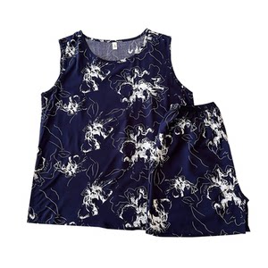 
Women's cotton silk pajamas vest shorts artificial cotton home clothes sleeveless plus size cotton silk set summer thin style