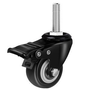
Casters 1.5 inch 2 inch M8M10 black M12 screw 60 lengthened 35 screw 45 brake polyurethane dual bearing universal