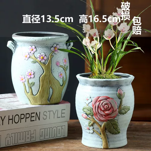 Сочные цветочные горшки, старые керамические стопки, специальный расчистка, креативные суккуленты, маленькие цветочные горшки, глина большого диаметра, новая грубая керамика