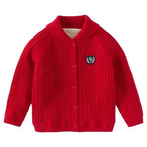 
David Bella boys red coat winter children's thick sweater cardigan baby boy knitted New Year coat