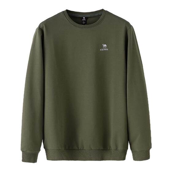 
Camel round neck long sleeve T-shirt pullover sweatshirt men spring and autumn fashionable loose thin casual sports top for women