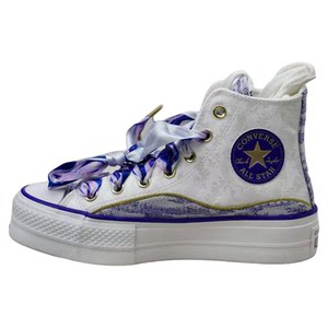 
Converse authentic trend All Star Lift heightened thick sole high top canvas shoes white and purple women A13353C