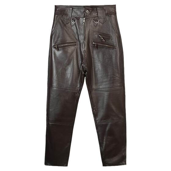 New high -end leather pants men's autumn and winter plus cotton thickened loose, cold -proof, motorcycle pants pilot pants