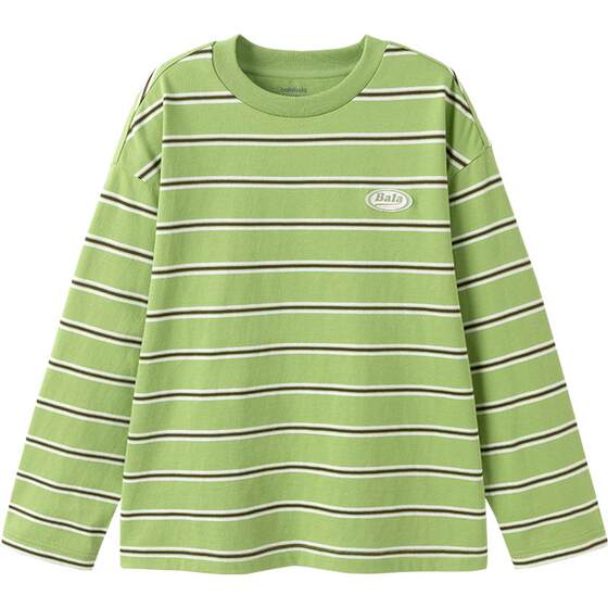 
Balabala children's long-sleeved T-shirt boys and girls pure cotton striped tops spring and autumn children's clothing for older children