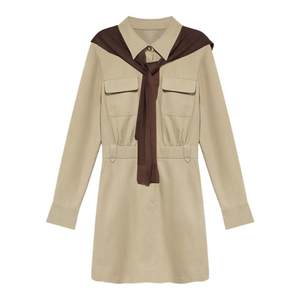 
Eryang Design [Luoyu] Commuter Workwear Female Silk Cotton Shirt Dress Women's Autumn High Waist Lapel Long Sleeve Dress
