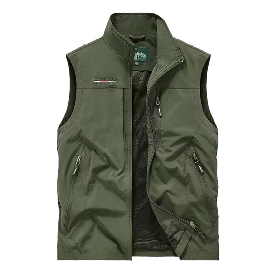 Men's vest spring and autumn thin casual breathable horse clip jacket male youth middle and elderly fast dry vest, autumn shoulder male