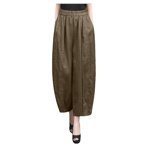 
High-end cotton and linen harem pants for women in summer, high-waisted, loose, slim, and versatile casual pants with contrasting linen wide-leg pants