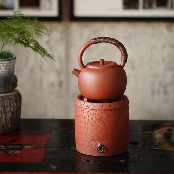 潮汕功夫茶炉核桃炭炉炭电两用炉电热丝炉红泥小火炉碳煮茶炉烧水