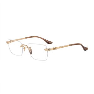 
Jiandan high-end fashion versatile glasses frame for men and women with large faces, titanium frameless ultra-light business gold wire with myopia discoloration