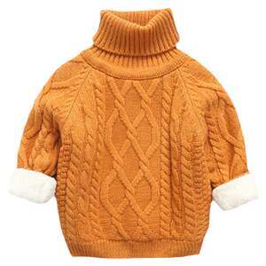 Children's plus velvet thickened sweater baby turtleneck top winter clothes baby boy girl turtleneck knitted sweater warm clothes
