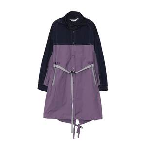 
MOVEUP Fantasy Walk 2024 Spring New Style.FUN Series Hooded Contrast Belt Designer Long Trench Coat for Women