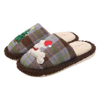 
Thin strips of ins embroidered puppy cute cotton slippers