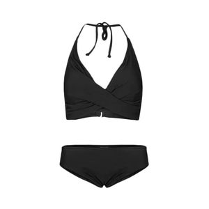 Swimsuit women's net red art test bikini model walk show Sanya vacation black hanging neck sexy hot spring swimsuit
