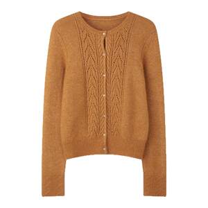 
solighter French retro alpaca round neck cardigan for women autumn and winter 2025 new crochet slim sweater