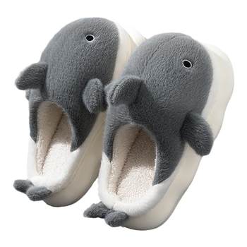 Thick-soled shark-stomping cotton slippers to keep you warm in autumn and winter